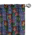 thumbnail image 1 of Ambesonne City Life Window Curtains, Urban Digital Cityscape, Each 28" W x 95" L, Raspberry Dark Violet, 1 of 4