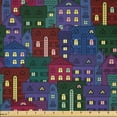 thumbnail image 1 of Ambesonne City Life Fabric by the Yard Microfiber, Urban Digital Cityscape, 5 Yards, Raspberry Dark Violet, 1 of 1