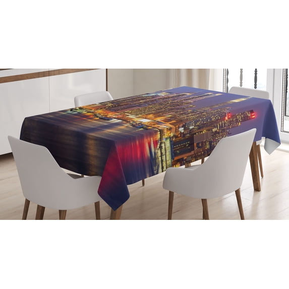 Ambesonne City Love Tablecloth Rectangular Table Cover, Urban Life Theme, 52"x70", Multicolor