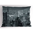 thumbnail image 1 of Ambesonne City Pillow Sham, Aerial Night Landscape, 26" X 20", Grey, 1 of 2
