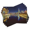thumbnail image 1 of Ambesonne City Place Mats Set of 4, Night in Melbourne River, Standard Size, Indigo Yellow, 1 of 6