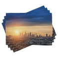 thumbnail image 1 of Ambesonne City Place Mats Set of 4, Sunrise at Los Angeles, Standard Size, Navy Blue Apricot Ivory, 1 of 6