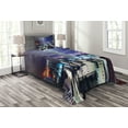 thumbnail image 1 of Ambesonne City Quilted Bedspread Set 2 Pcs, Downtown Hong Kong Night, Twin Size, Multicolor, 1 of 3