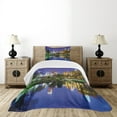 thumbnail image 1 of Ambesonne City Quilted Bedspread Set 2 Pcs, North Carolina America, Twin Size, Multicolor, 1 of 6