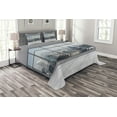 thumbnail image 1 of Ambesonne City Quilted Bedspread Set 3 Pcs, Big Window Downtown View, King Size, Grey White, 1 of 3