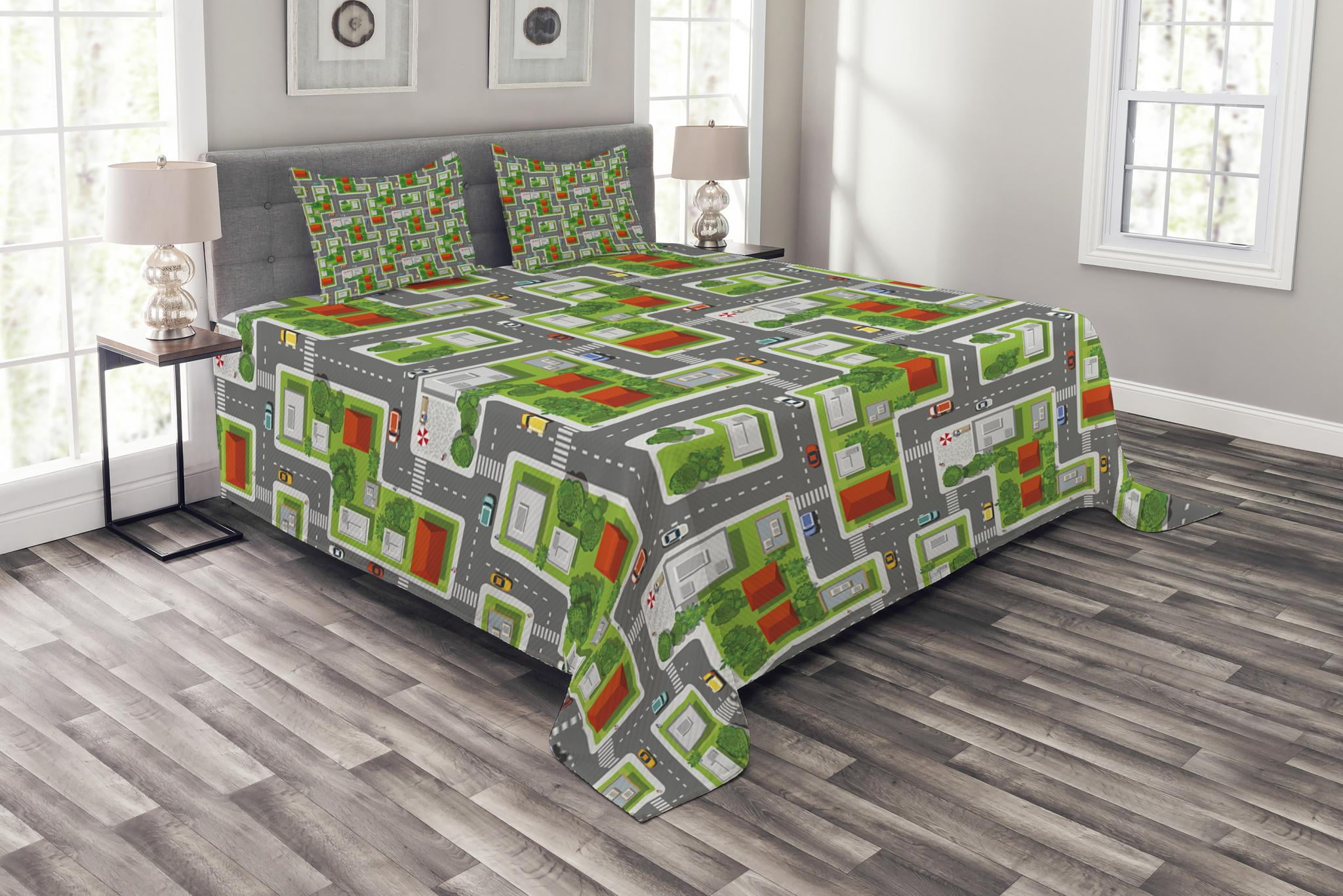King Size White Quilted Bedspread Set with Pillow Shams