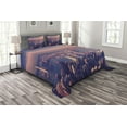 thumbnail image 1 of Ambesonne City Quilted Bedspread Set 3 Pcs, Dreamy Hong Kong Scenery, Queen Size, Pale Pink Night Blue, 1 of 3