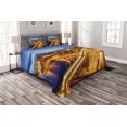 thumbnail image 1 of Ambesonne City Quilted Bedspread Set 3 Pcs, Porto Dom Luis Bridge, Queen Size, Apricot Violet Blue, 1 of 3