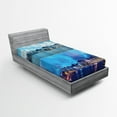 thumbnail image 1 of Ambesonne City Scenery Fitted Sheet, Hong Kong, Twin XL Size, Deep Sky Blue, 1 of 2
