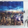 thumbnail image 1 of Ambesonne City Shower Curtain, Buildings Midtown at Dusk, 69"Wx84"L, Tan Navy Blue Aqua, 1 of 3