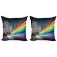 thumbnail image 1 of Ambesonne City Throw Pillow Cover 2 Pack, Colorful Blurred Los Angeles, 24", Multicolor, 1 of 2