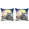 thumbnail image 1 of Ambesonne City Throw Pillow Cover 2 Pack, Musical Notes Cat, 20", Multicolor, 1 of 7