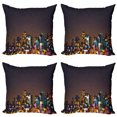 thumbnail image 1 of Ambesonne City Throw Pillow Cover 4 Pack, Abstract Cityscape Bokeh, 18", Multicolor, 1 of 7