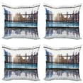 thumbnail image 1 of Ambesonne City Throw Pillow Cover 4 Pack, Futuristic Metropolitan, 18", Sky Blue Black and White, 1 of 7