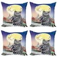 thumbnail image 1 of Ambesonne City Throw Pillow Cover 4 Pack, Musical Notes Cat, 20", Multicolor, 1 of 6