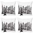 thumbnail image 1 of Ambesonne City Throw Pillow Cover 4 Pack, New York Skyline Lady Liberty, 20", Charcoal Grey and White, 1 of 2