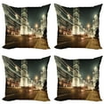 thumbnail image 1 of Ambesonne City Throw Pillow Cover 4 Pack, Shanghai Finance Zone View, 18", Charcoal Grey Multicolor, 1 of 7