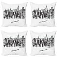 thumbnail image 1 of Ambesonne City Throw Pillow Cover 4 Pack, Sketch of New York Skyscape, 24", Charcoal Grey and White, 1 of 5