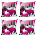 thumbnail image 1 of Ambesonne City Throw Pillow Cover 4 Pack, Urban Bass Guitar Rock, 16", Hot Pink Pale Grey Black, 1 of 6