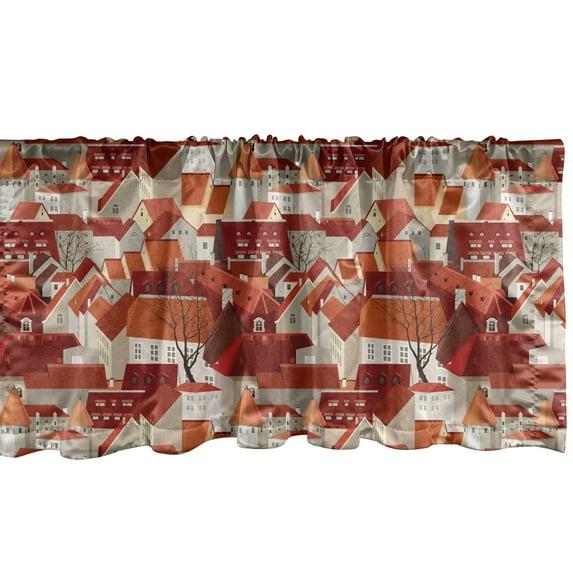 Ambesonne City Window Valance, Tile Roof Pattern Urban, 54" X 12", Multicolor