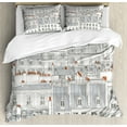 thumbnail image 1 of Ambesonne Cityscape Duvet Cover Sets, Paris Aerial Scenery, 2-King, Pale Grey Orange White, 1 of 3