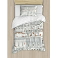 thumbnail image 1 of Ambesonne Cityscape Duvet Cover Sets, Paris Aerial Scenery, 2-Twin, Pale Grey Orange White, 1 of 3