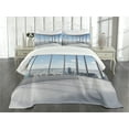 thumbnail image 1 of Ambesonne Cityscape Quilted Bedspread Set 3 Pcs, Office with Sunny Sky, King Size, Sky Blue Grey and White, 1 of 5