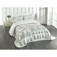 thumbnail image 1 of Ambesonne Cityscape Quilted Bedspread Set 3 Pcs, Paris Aerial Scenery, King Size, Pale Grey Orange White, 1 of 5
