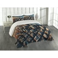 thumbnail image 1 of Ambesonne Cityscape Quilted Coverlet 3 Pcs, Manhattan Panorama Urban, Queen Size, Blue and Pale Cinnamon, 1 of 1