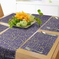 thumbnail image 1 of Ambesonne Cityscape Table Runner & Placemats, Bicolour Doodle Houses, Placemat 4 pcs + Runner 12"x72", Blue Violet and Yellow, 1 of 2