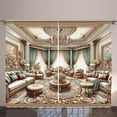 thumbnail image 1 of Ambesonne Classic Curtains 2 Panel Set, Opulent Palatial Room Scene, 108" x 90", Ecru Seafoam and Cocoa, 1 of 3