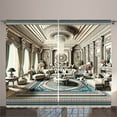 thumbnail image 1 of Ambesonne Classic Curtains 2 Panel Set, Ritzy Room Posh Scene Print, 108" x 96", Coconut and Sea Blue, 1 of 3