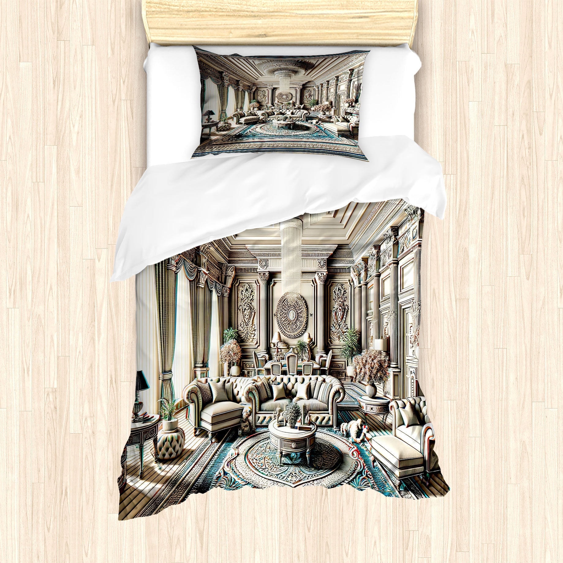 Twin Coconut and Sea Blue Duvet Cover Set