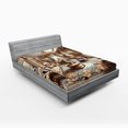 thumbnail image 1 of Ambesonne Classic Fitted Sheet, Grandiose Room Scene Print, Full Size, Ginger and Blue, 1 of 3