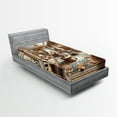 thumbnail image 1 of Ambesonne Classic Fitted Sheet, Grandiose Room Scene Print, TwinXL Size, Ginger and Blue, 1 of 3