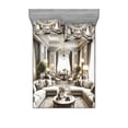thumbnail image 1 of Ambesonne Classic Fitted Sheet & Pillow Sham Set, Majestic Room in Muted Tone, Full, Coconut and Off White, 1 of 2