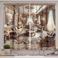 thumbnail image 1 of Ambesonne Classic Kitchen Curtains, Grandiose Room Scene Print, 55"x45", Ginger and Blue, 1 of 3