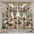thumbnail image 1 of Ambesonne Classic Kitchen Curtains, Opulent Palatial Room Scene, 55"x30", Ecru Seafoam and Cocoa, 1 of 3