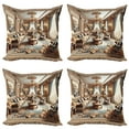 thumbnail image 1 of Ambesonne Classic Throw Pillow Cover 4 Pack, Grandiose Room Scene Print, 20", Ginger and Blue, 1 of 7