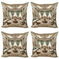 thumbnail image 1 of Ambesonne Classic Throw Pillow Cover 4 Pack, Opulent Palatial Room Scene, 24", Ecru Seafoam and Cocoa, 1 of 7