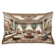 thumbnail image 1 of Ambesonne Classic Throw Pillow Cushion Cover, Opulent Palatial Room Scene, 26" X 16", Ecru Seafoam and Cocoa, 1 of 2