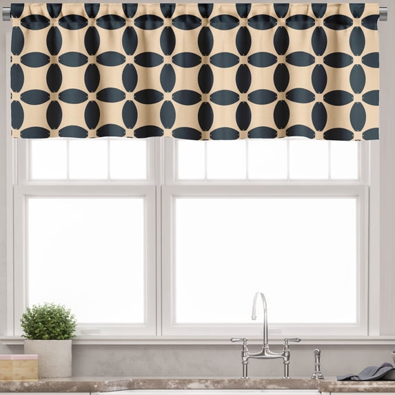 Ambesonne Classic Valance Pack of 2, Damask Inspired Interior, 54"X12", Peach Dark Petrol Blue