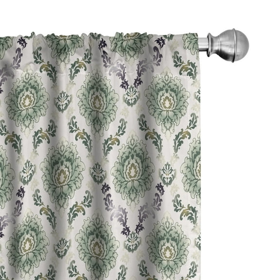 Ambesonne Classical Curtains, Orient Damask Pattern, Pair of 28"x95", Multicolor