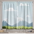 thumbnail image 1 of Ambesonne Cloud Kitchen Curtains, Cartoon Mountains Idyllic, 55"x39", Bluegrey Green Pale Blue, 1 of 3