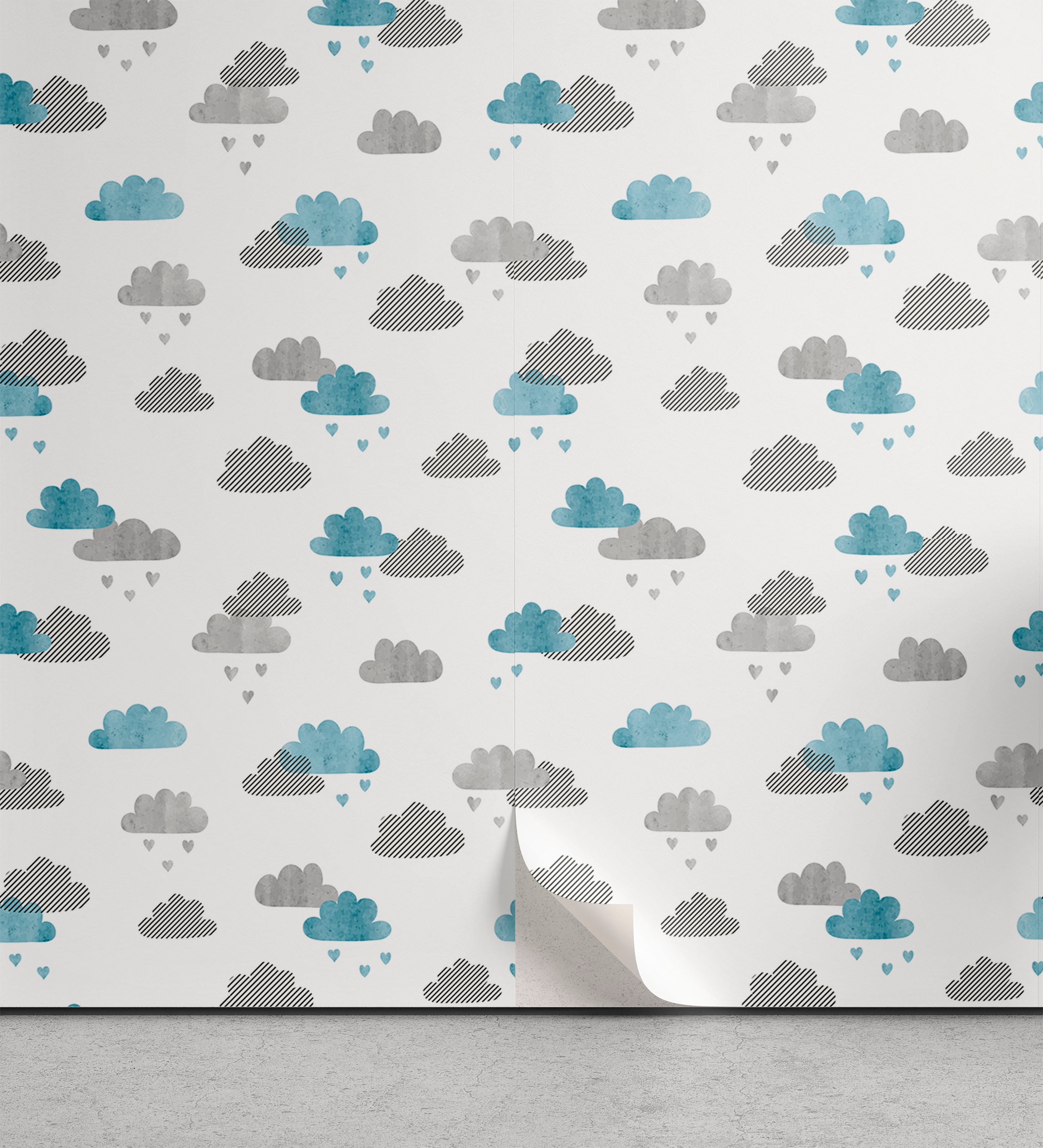 Ambesonne Cloud Peel & Stick Wallpaper for Home, Abstract Raining ...