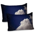 thumbnail image 1 of Ambesonne Cloud Pillow Sham 2 Pack, Nocturnal Theme Night Sky, 30"x20", Night Blue Off White, 1 of 3