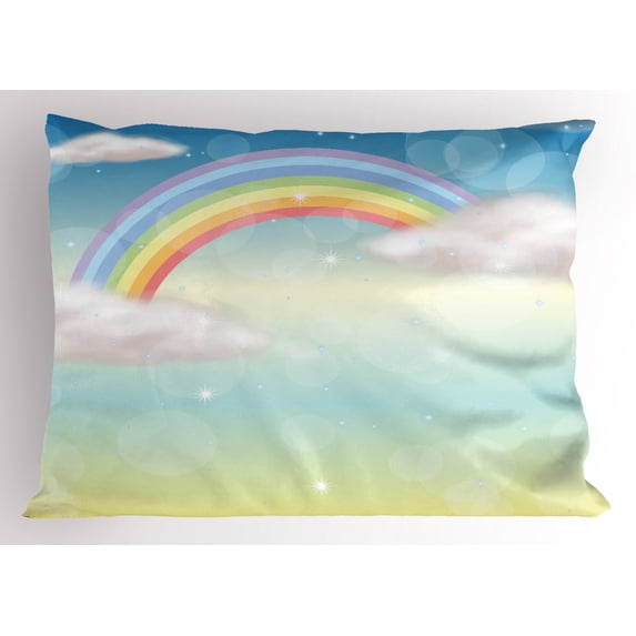Ambesonne Cloud Pillow Sham, Semi Circle Style Rainbow, 26" X 20", Multicolor