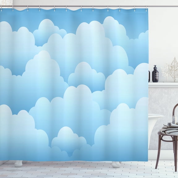 Ambesonne Cloud Shower Curtain, Lamellar Look of Cumulus, 69"Wx75"L, Blue and Pale Blue