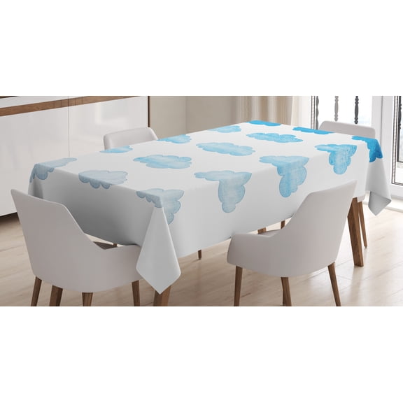 Ambesonne Cloud Tablecloth Rectangular Table Cover, Blended Watercolor Style, 60"x84", Azure Blue Pale Blue