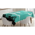 thumbnail image 1 of Ambesonne Cloud Tablecloth Rectangular Table Cover, Buildings with Trees, 60"x90", Turquoise White, 1 of 3